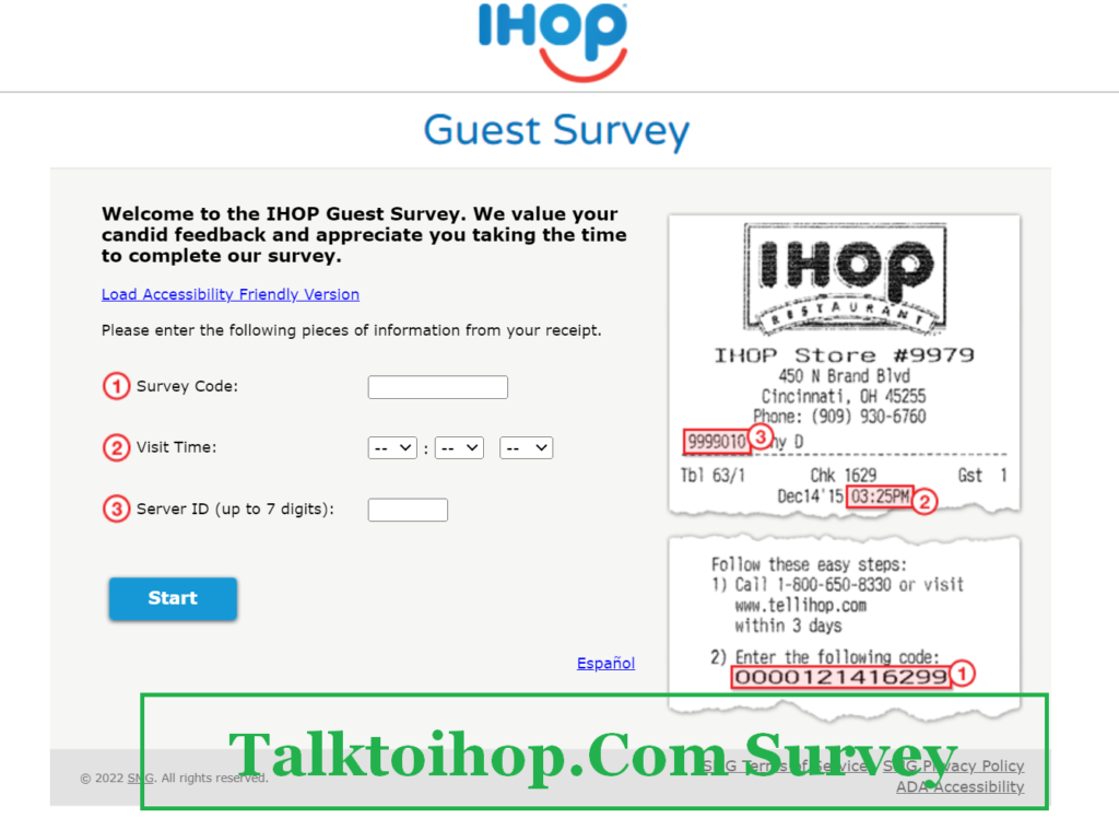 Talktoihop.Com IHOP Guest Survey.